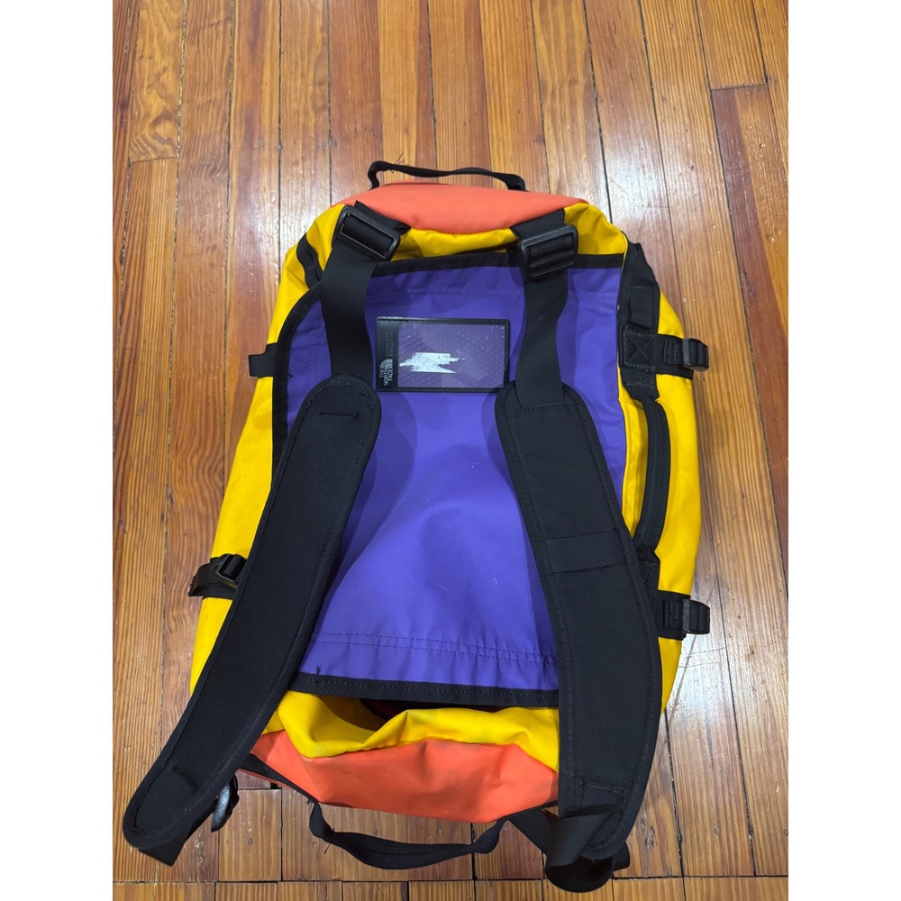 The North Face Base Camp Duffel Bag Small Yellow Orange Purple Backpack Straps